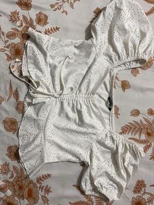 White Eyelet Puff Sleeve Top