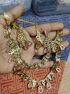 FIX PRICE Pink Stone Jewellery Set
