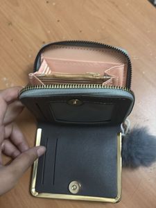 Chic Grey Wallet with Pom  Ch
