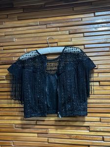 Stunning Black Fringed Blouse