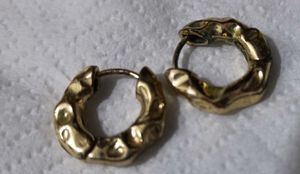 Chunky textured gold hoop earrings