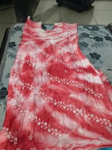 Pink Tie-Dye Kurta Set with Embroidery