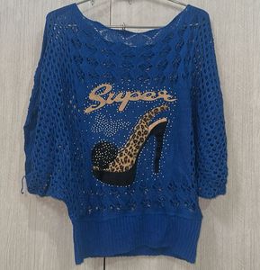 Blue Knit Top
