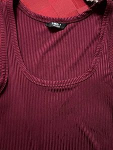Maroon Ribbed Racerback Tank Top
