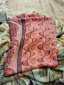 Vibrant Orange Saree with Swirl Print