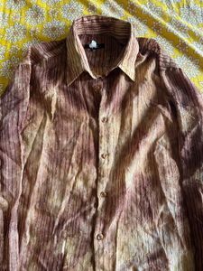 Crinkle Sheer Button-Up Shirt | XL