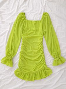 Urbanic Green Ruffled Bodycon Dress