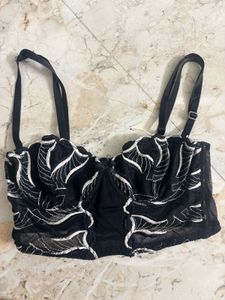 Stylish Black Floral Embroidered corset Top