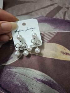 Pearl Bow Drop Earrings
