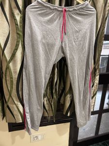 Gray Joggers with Pink Stripe