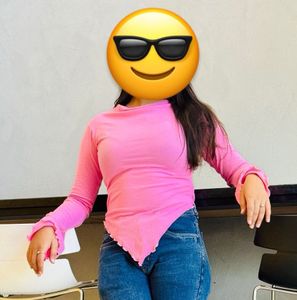 Cute Pink Asymmetrical Hem Top