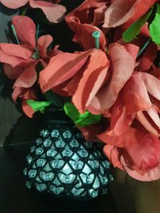Artificial Coral Flowers in Decorative Vase