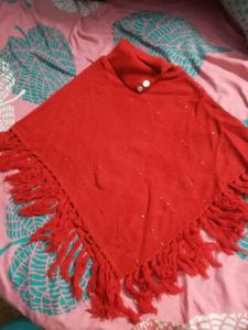 Red Knitted Poncho