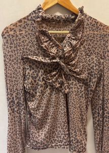 Chic Printed Imported Mesh Top