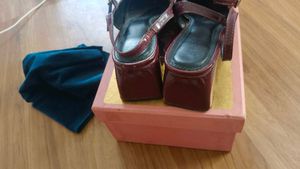 Theater Chic Burgundy Slingback Block Heels