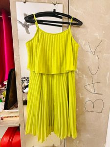 Women Skater Lime Green knee length dress