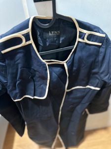 Classic Navy Trench Coat with Cream Trim