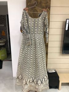 Elegant Grey Embroidered  Gown