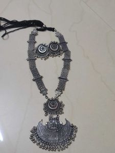Oxidized Silver Necklace &amp; Earring Set