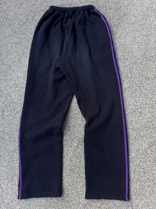Comfortable Black Track Pants with Purple Stripe