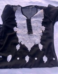 Black Chikankari Kurta