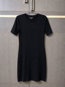Max Black Ribbed Bodycon Midi Dress | Size XS