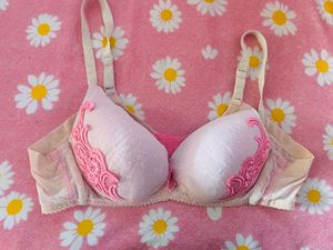 Pretty Pink Lace Trim Bra