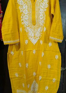 Vibrant Yellow Chikankari Kurta
