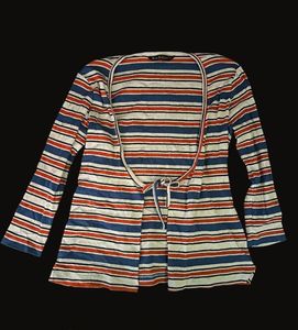 Retro Striped Open Front Cardigan