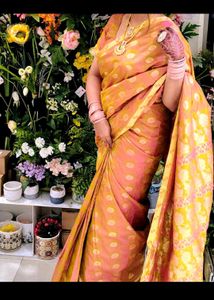 Beautiful Orange &amp; Pink Silk Saree