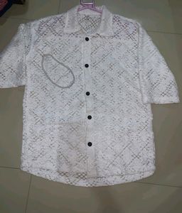 Trendy Combo Net White Shirt For Men &amp; Neck Pi