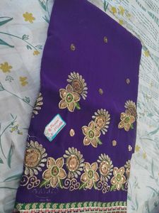 Purple Embroidered Saree