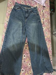 Acid wash Wide Leg Denim Jeans