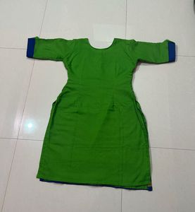 Green &amp; Blue Embroidered Kurti Set