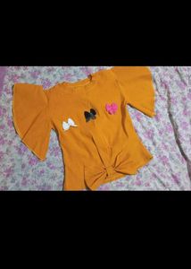 Cute Orange Butterfly Sleeve Top