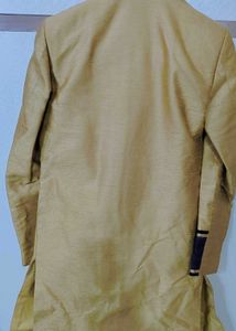 Men's Golden Sherwani with Blue Dhoti
