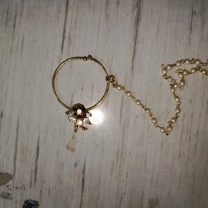 Exquisite Pearl Chain Nose Ring with Embellishment
