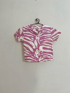 Purple Zebra Print Cropped Top