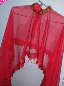 Stunning Red net ponchu