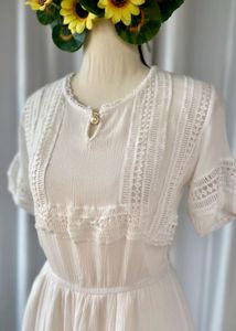 White Eyelet Detail Mini Dress