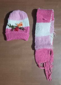 Knit Beanie and Scarf Set