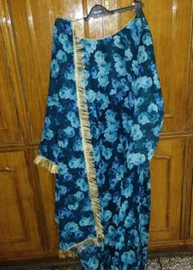 Elegant Blue Floral Maxi Dress