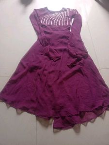 Elegant Purple Gown with Bell Sleeves