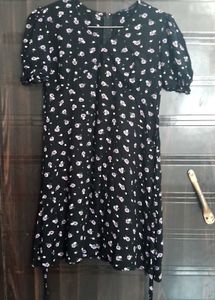 Cute Black Floral Mini Dress