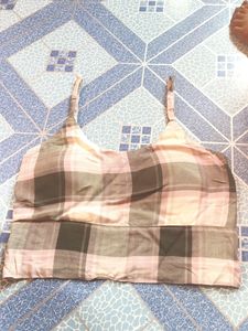 Crop Top In Pink Colour With Paded