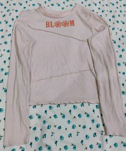 Cute Pink Bloom Graphic Long Sleeve Top