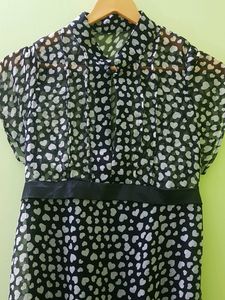 Sheer Heart Print Dress
