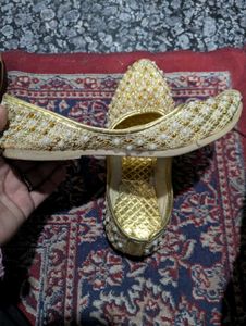 Golden Beaded Flats