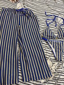 Striped Bikini Set with Pants