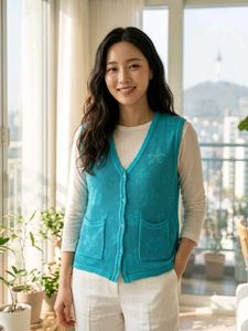 Turquoise V-Neck Knit Vest